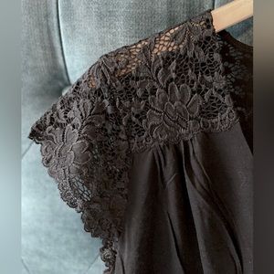 Banana Republic black v-neck top with lace - NWT